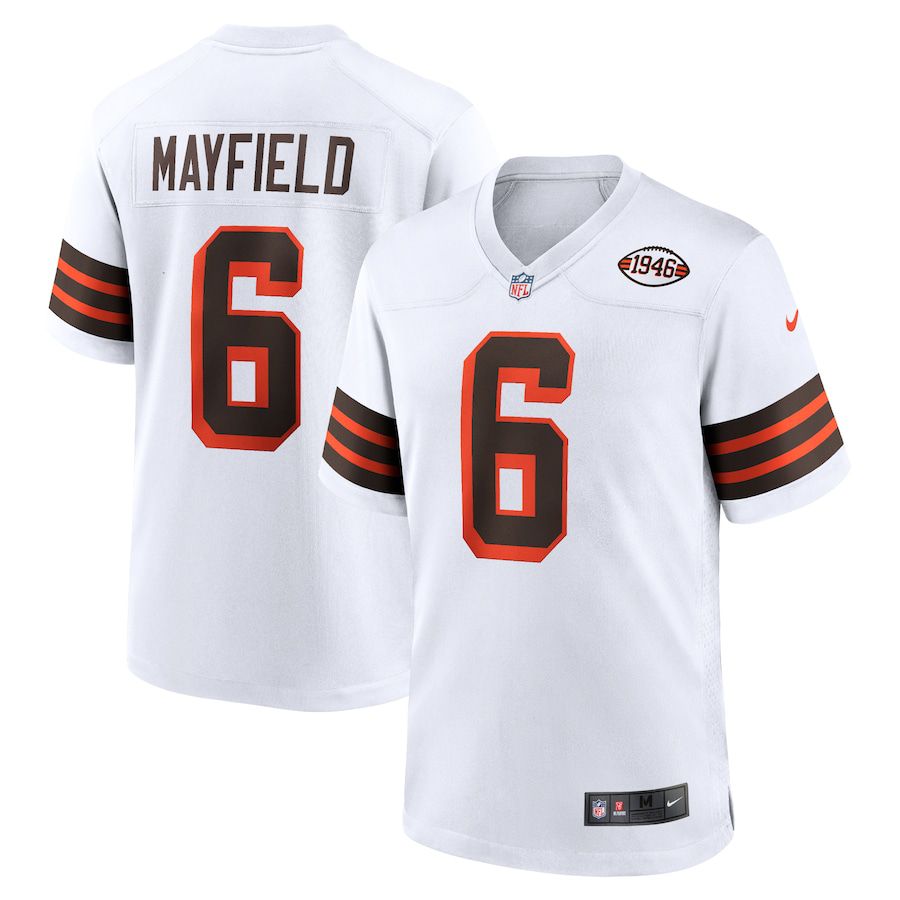 Men Cleveland Browns #6 Baker Mayfield Nike White 1946 Collection Alternate Game NFL Jersey->cleveland browns->NFL Jersey